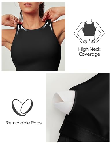Ewedoos Longline Sports Bras for Women High Neck Racerback Sports Bra Padded Workout Crop Tank Tops with Built in Bra4
