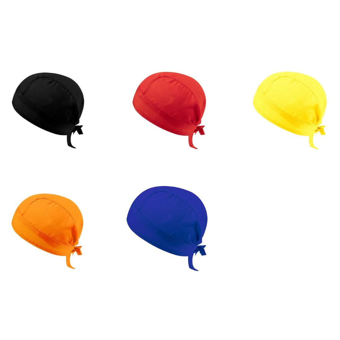 Genérico Set di 10 bandane da cuoco/cuoco – regolabili, colori vivaci (nero, rosso, giallo, arancione, blu) – cotone e poliestere – ideale per cucina e cucina