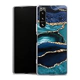 DeinDesign Coque en Silicone Compatible avec Sony Xperia X5 IV Etui Silicone Coque Souple Marbre Tendances Paillettes Look