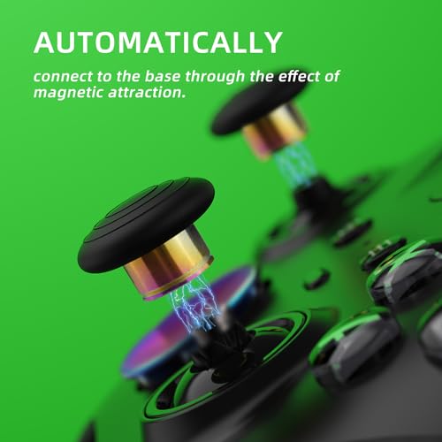 Image of eXtremeRate 13 in 1 Metal Thumbsticks for Xbox One Elite Series 2 Controller, Metal Joystick & Adjustment Tool, D-Pads, Paddles for Elite Series 2 Core Controller - Metallic Rainbow Aura Blue & Purple