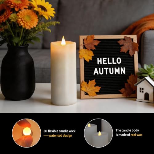 Image of Flameless LED Candles 3 inchx8 inch Set of 1, Battery Operated with Remote & Timer, 600-Hour on 2 AA Batteries, Flickering Realistic Flame, White for Indoor /Outdoor