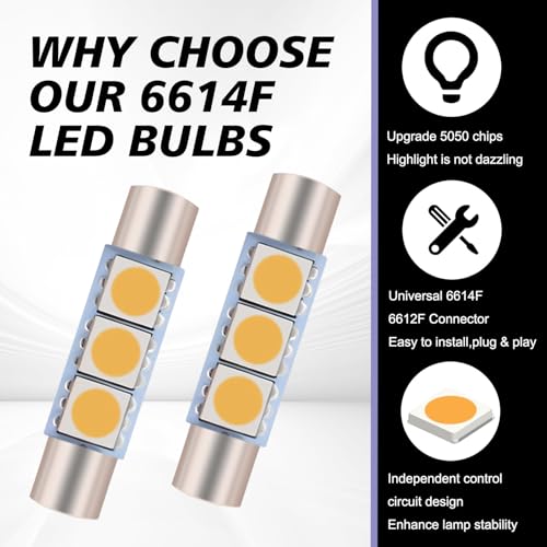 Pack de 10 luces LED para lectura de auto 28mm blanca cálida miniatura 4