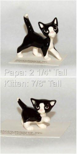 Hagen Renaker Black and White Papa and Kitten Set of 2 Hand-Crafted Ceramic Figurines