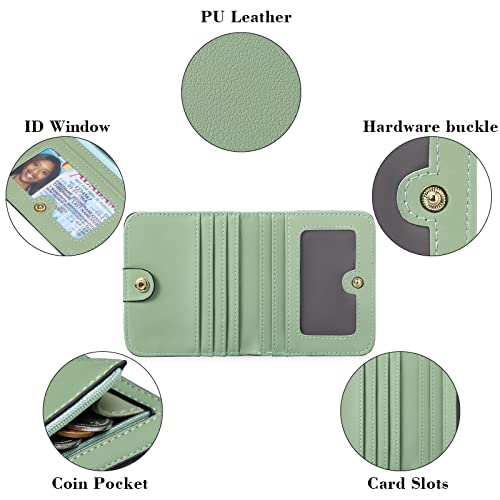 GAEKEAO Women's Wallet RFID Blocking Leather Compact Bi-fold Wallet for Woman Zipper Coin Pocket Small Ladies Purse with ID Window (Light Green) - Image 4