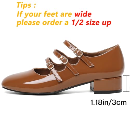 Mostrin Mary Jane Shoes Women Chunky Low Heels Round Toe Pumps for Women Adjustable Buckle Strap Dance Shoes Work Office Party Dress Shoes2