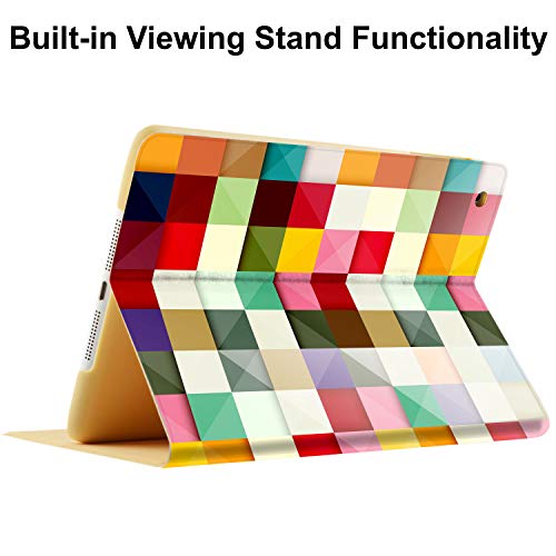 Image of DuraSafe Cases For iPad PRO 11 Inch 1 Generation [Pro 11 1st 2018 ] A1980 A1934 MTXN2HN /A MTXP2HN /A MTXR2HN /A MTXQ2HN /A MTXT2HN /A Ultra Slim Printed Smart PU Leather Flip Folio Book Cover - Color Grid