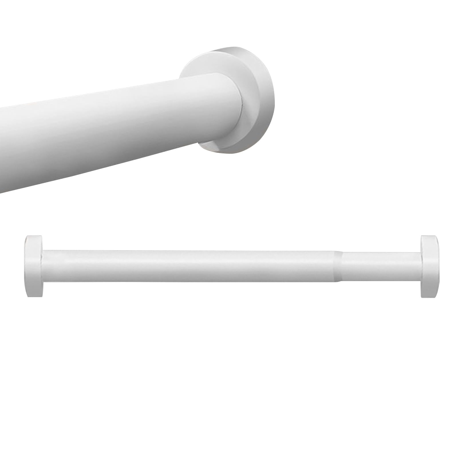 GLDYTVF Adjustable No-Drill Curtain Rod 28mm Diameter Non-Slip Rust-Free Telescopic Shower Curtain Rod for Living Room Bedroom Bathroom RV (White 150-280cm)