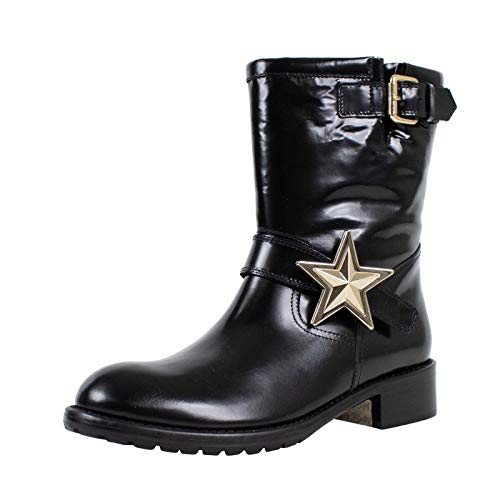 Red Valentino Women's Valentino with Star Buckle Patent Leather Boots Shoes /37 7 Black