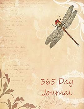 365 Day Journal : Daily Diary Notebook for 1 Year, Large Size Paperback Book Features Cream Colored Lined Interior Paper. Vintage Parchment Theme on Cover with Dragonfly and Paisley Flowers