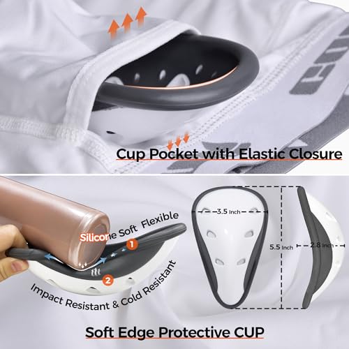 Image of COOLOMG Youth Boys Sliding Shorts with Athletic Cup Baseball