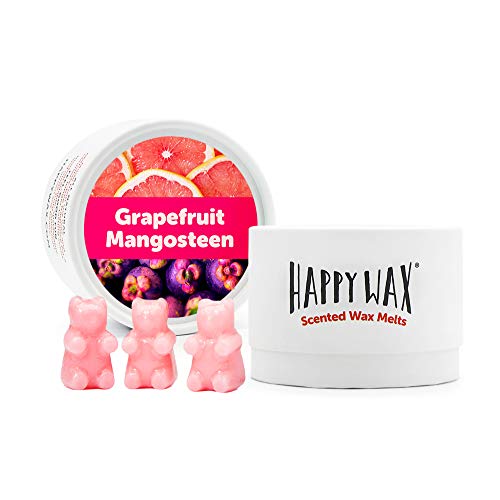 Happy Wax Grapefruit Mangosteen Scented Bear Wax Melts - Natural Strong Summer Scented Wax Melts Infused w/Essential Oils - Non Toxic Wax Melt. Scented Soy Wax Melts for Warmers (4 oz Tin)