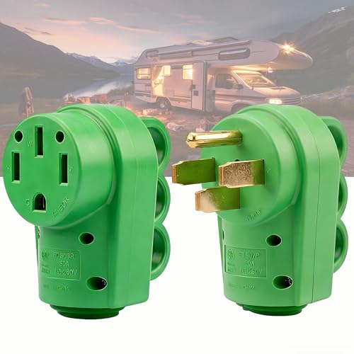 50 Amp RV Male and Female Plug Set NEMA 14-50P/14-50R