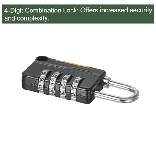 Image of YOKIVE 1 Set 4 Digit Combination Lock with Security Cables, Outdoor Padlock Steel Lock Chains | Great for Lockers Baggage Bikes (Black, 6.5Ft)