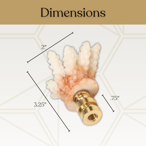Image of Royal Designs, Inc. Sea Life Lamp Finial, Large Coral, Two-Tone White, Polished Brass Base, Replacement Finial for Table or Floor Lamps