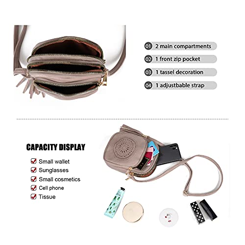 Image of AFKOMST Small Crossbody Phone Purse for Women, Triple-Zip Compartments