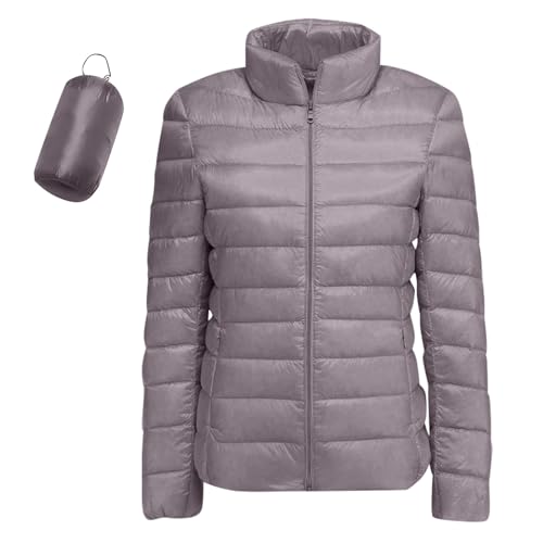 Cazadora Mujer Invierno Manga Larga Color Liso Sin Capucha   Plumifero Ultraligero Mujer con Bolsillo Cremallera Ligera Running Suave Chaquetas Deportiva Elegante Plumiferos BR M
