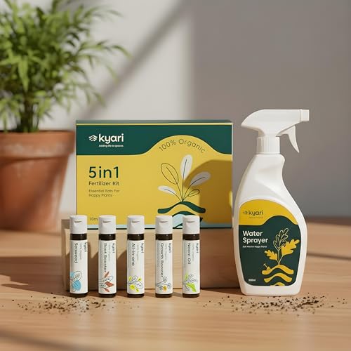 Image of KYARI 5-in-1 Ready-to-Use Plant Care Spray Kit | 5 x 500 ml - Growth Booster, Seaweed Spray, Root Booster, Neem Oil & All-in-One Plant Tonic | Fertilizer & Pest Care for Indoor & Outdoor Plants