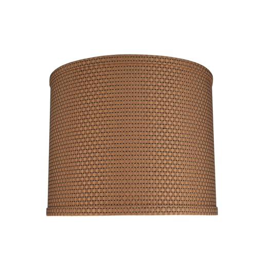 Image of Aspen Creative 31089A Transitional Drum (Cylinder) Shaped Spider Construction Lamp Shade in Brown, 12 inch Wide (12 inch x 12 inch x 10 inch)