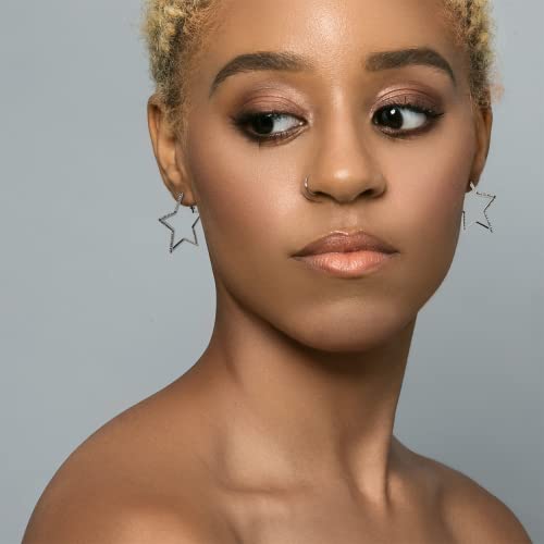 JeanBeau Big Star Rhinestone Hoop Earrings for Women Sparkly Bling Cubic Zirconia Diamond Large Statement Five-Point Star dangle Huggie Lightweight Prom wedding Bridal Jewelry Friends Gift2