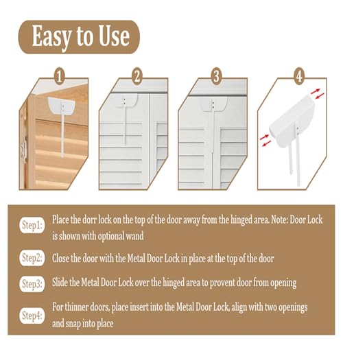 Tbest Bifold Door Lock Doble para Puertas y Protección para Mascotas con Manija Lateral para Cerradura de Puerta Bifold para Clósets miniatura 5