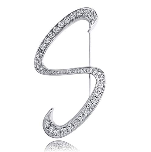 Image of Letter Brooch A-Z 26 Personalized Design Initial Letters Pins Clear Crystal Rhinestone Brooch pin