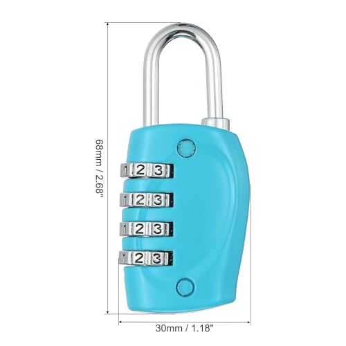 Image of PATIKIL Combination Lock, 4 Digit Outdoor Padlock Waterproof Locker Lock for Luggage Suitcase, Gym Locker, Fence, Filing Cabinets, Toolbox, Gate, Blue
