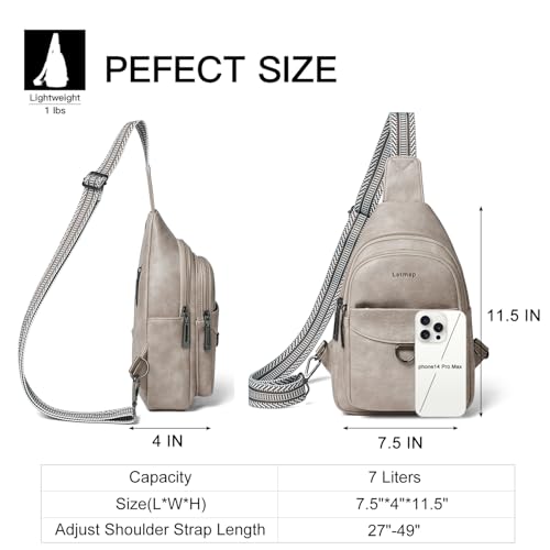 Image of LATMAP 7L Sling Bag for Women Men Crossbody Belt Bag Small Travel Sling Backpack Anti Theft Chest Daypack Purse Faux Leather