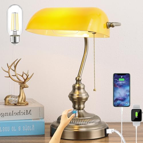 Tingruiz Rustic Bankers Desk Lamp