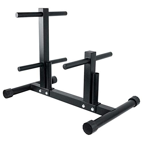 Luwint Plate Tree, 1 in Weight Plate Storage Rack with 2 Standard Bar Holders for Home Gym