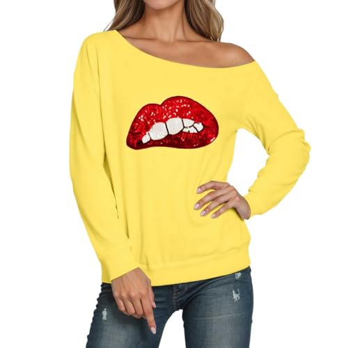 Neue Strickmode für Damen, Pullover Geschenke partnerin Denk an Dich Geschenk personalisiertes Boyfriend Gift Ideas Beste in adventskalender befüllung(Gelb,XL)