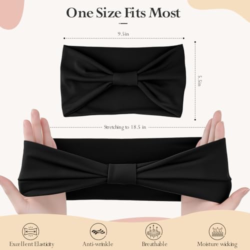 Image of HSEM Headbands for Women, Wide Elastic Head Bands, Non-Slip Thick Hair Bands, Sports Stretchy Sweat Bands, Large Knotted Soft Headband for Washing Face, Makeup, Workout, Spa, Fashion, 6-Pack Black
