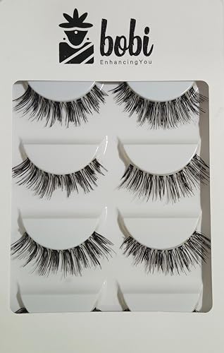 Image of BOBI Curl 12mm Eyelashes for Women - 5 Pairs | Lightweight False Eye Lashes | Made from Vegan Synthetic Hair | Reusable Easy to Fits in Any Eye shape | Wispy ZC Long Natural Fluffy Volume Lashes for Girls