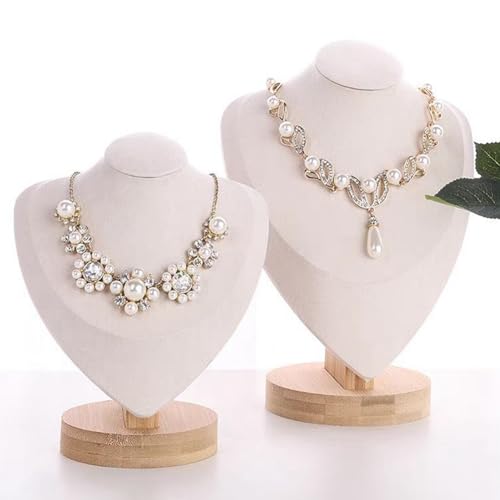 2 Pack of Solid wood portrait model chain long necklace Bust jewelry display props, jewelry retail store counter necklace pendant stand rack Jewelry Showcase Display Holder for vender selling