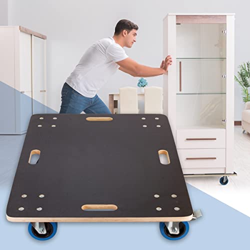 ECD Germany Transportroller mit 2x Feststellbremse 60 x 80 cm bis 800kg Siebdruckplatte - PP-Räder Rollbrett Möbelroller Transporthilfe für Umzug Möbel-Transport Möbelhund Rollwagen Roller Transporter Cover