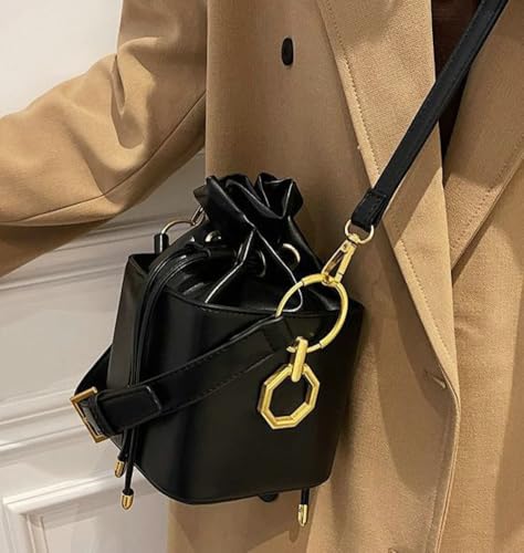 Image of Casual Bucket Bag Trendy Crossbody Bags For Women Vegan Leather Handbags Elegant Clutch Purses Women's Evening Bag