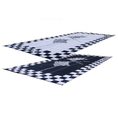 EZ Travel Collection RV Patio Mat: 8x20 Racing Flags Finish Line Checkered Flags Awning Mat