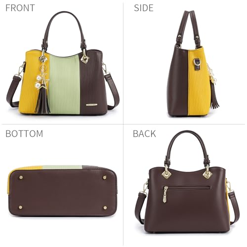 Image of Pomelo Best Purses and Handbags for Women with Multiple Pockets, Leather Top Handle Satchel Fashion Tote Shoulder Bags Ladies