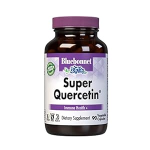 Bluebonnet BB-553 Nutrition Super Quercetin Vegetable Capsules, Vitamin C Formula, Best for Seasonal & Immune Support, Non GMO, Gluten Free, Soy Free, Milk Free, Kosher, White, 90 Count (Pack of 1)