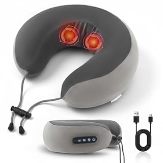 Massaggiatore elettrico per il collo, massaggiatore per il collo senza fili con funzione di impasto vibrazione, cuscino massaggiante portatile a forma di U per alleviare il dolore al collo per casa