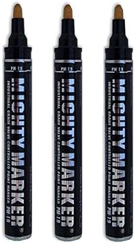 PM-19 Mighty Paint Marker, Industrial Grade, Double-Sided Nib, White Color, Pack of 3