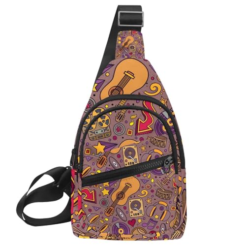 Bolsa cruzada de hombro multicolor con diseño musical para senderismo unisex