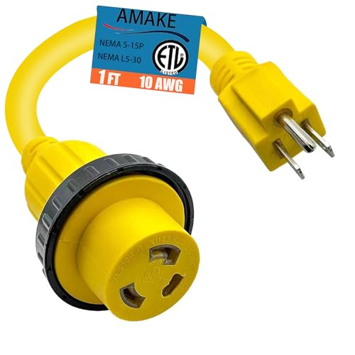 30 Amp to 110V Locking Connector Power Cable,NEMA 5-15P to NEMA L5-30R Electrical Power Adapter,15A Male Port to 30A Female Port RV Power Adapter,for RV Camper Caravan Van Trailer