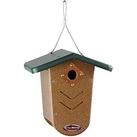 Kettle Moraine Recycled Moraine Bird House Nest Box for Wrens & Chickadees (Green/Chocolate) Cover