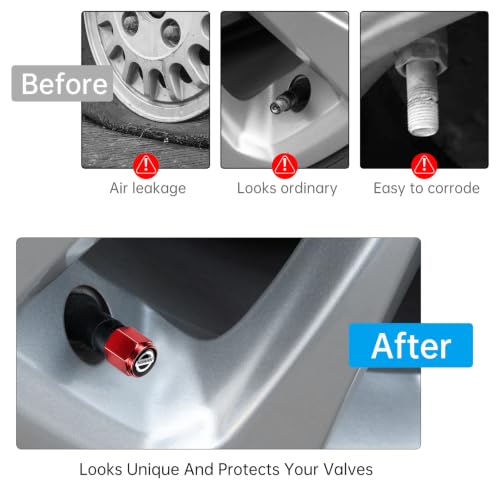 Image of Tire Valve Stem Caps Cover for Nissan Metal Car Wheel Air caps Auto Valve Stem Caps Accessories 4 Pack RED