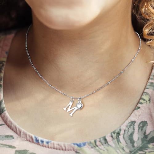 Heart Initial Necklaces for Girls -925 Silver Necklace for Women Teen Girl Gifts Dainty Heart Pendant Silver Initial Necklaces for Women Jewelry for Girls Necklace for Teen Girl Gifts3