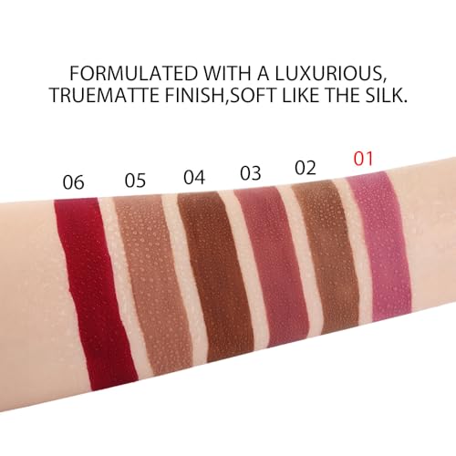 Image of evpct 1Pcs Mauve Matte Liquid Lipstick Lip Gloss Glossy Set for Black Women 24 Hour Pink Silky Velvet Lipstick labiales matte larga duracion mate 24 horas originales 01#