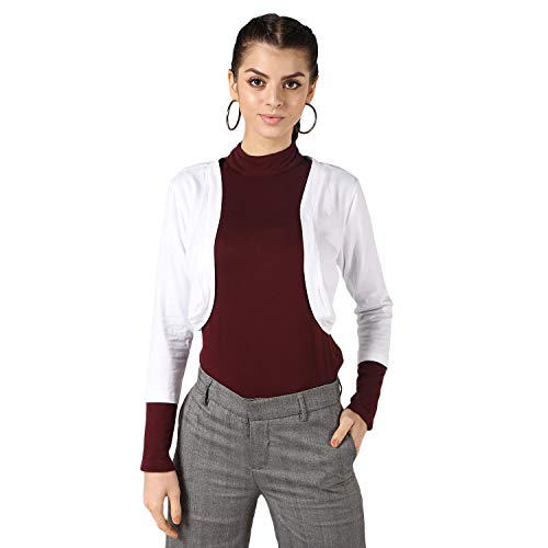 Image of PepTrends Solid Cotton Knitted Short Shrug with Front Open