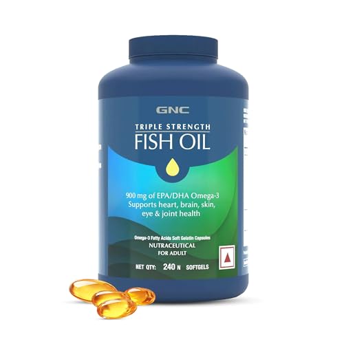 Image of GNC Triple Strength Fish Oil 1500mg Omega-3 with 900mg EPA & DHA | 240 Softgels | For Heart, Healthy Cholesterol, Joint Comfort, Focus & Vision | Enteric-Coated for No Fishy Aftertaste |USA Formulated