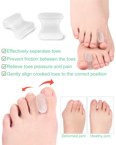 12 pack gel toe separators silicone toe spacers for women men bunion corrector toe pain relief toe alignment soft toe spacer for crooked toes overlapping toes hammertoe correction large
