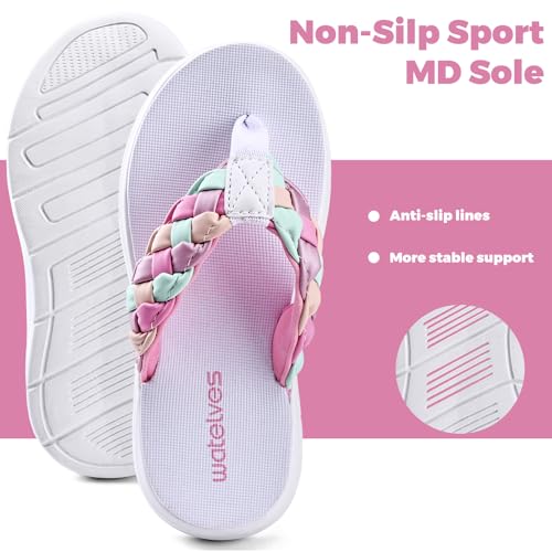 Image of WateLves Girls Flip Flops Non-Slip Casual Thong Sandals Summer Sandal Shoes for Beach Swim Pool (Little Kid /Big Kid)